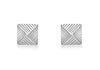 9ct White Gold 6mm x 6mm Ribbed-Detail Pyramid Stud Earrings