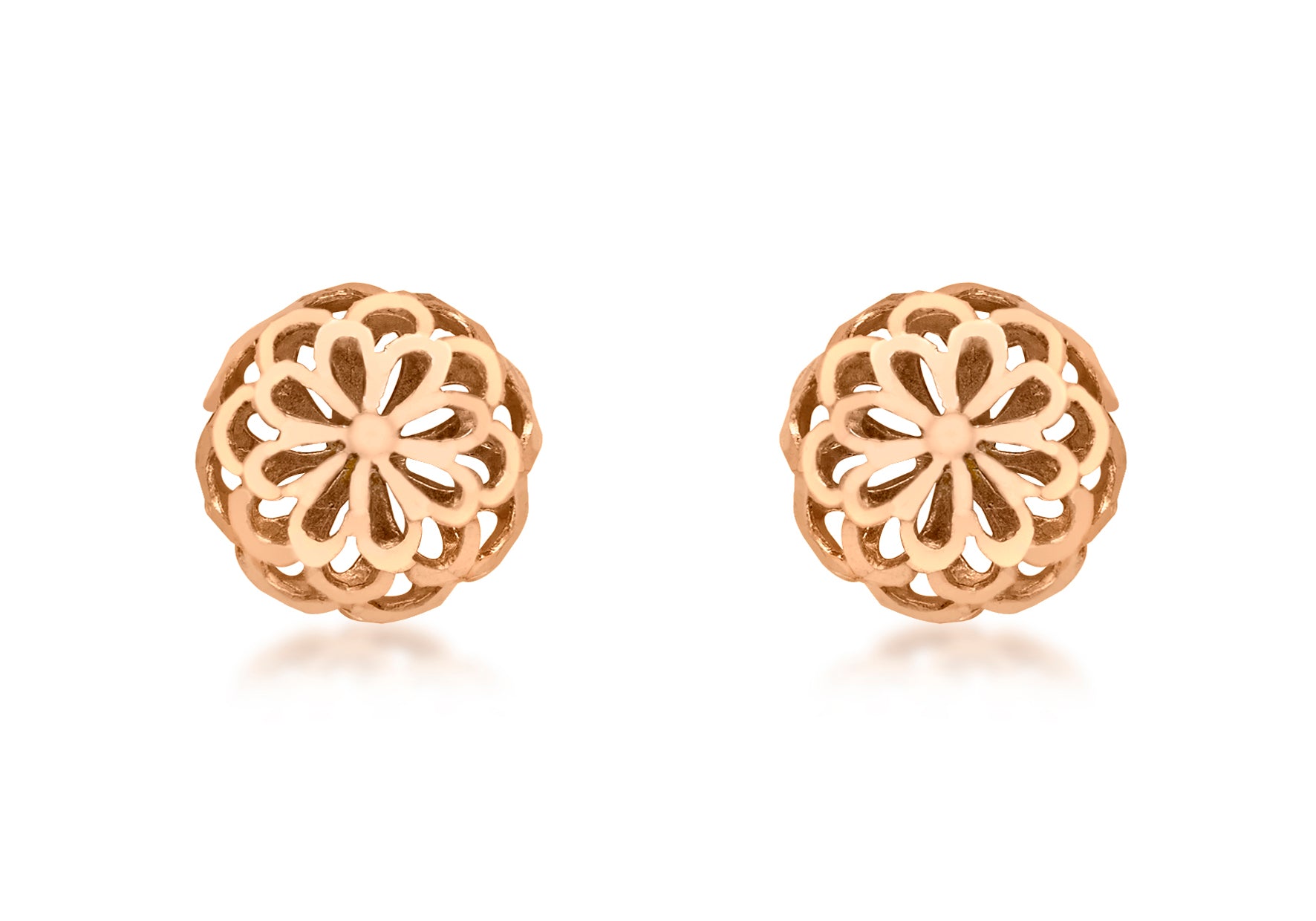 9ct Rose Gold 10mm Diamond Cut Filigree Dome Stud Earrings