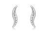 9ct White Gold 4mm x 16mm Diamond Cut Slim Wave Stud Earrings
