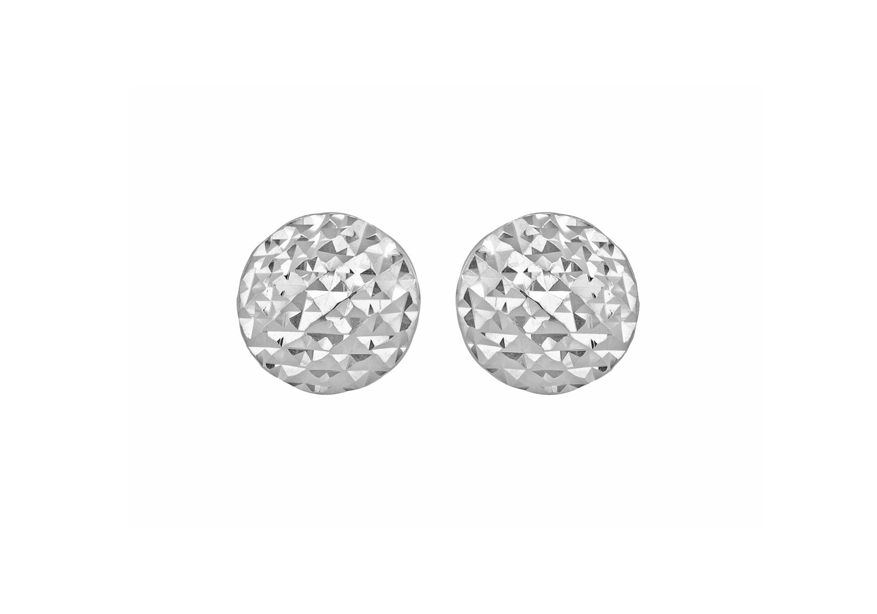 9ct White Gold Diamond Cut Pyramid Button Stud Earrings