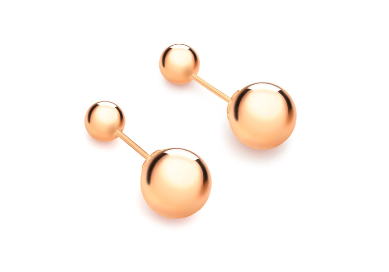 9ct Rose Gold 6mm & 10mm Reversible Ball Stud Earrings
