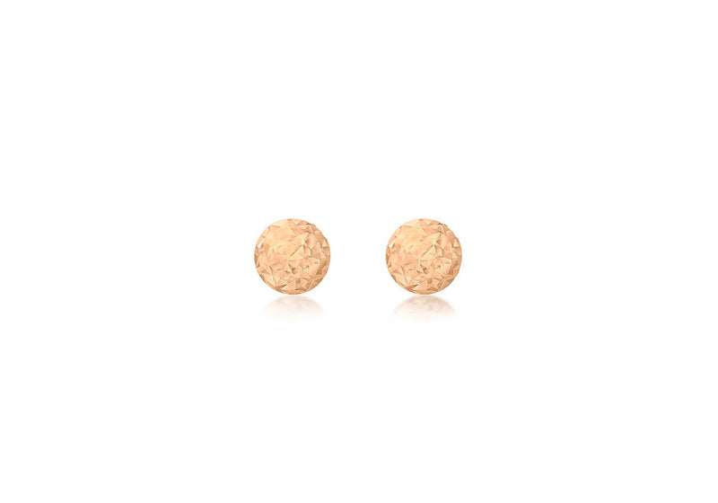 9ct Rose Gold 5mm Diamond Cut Ball Stud Earrings