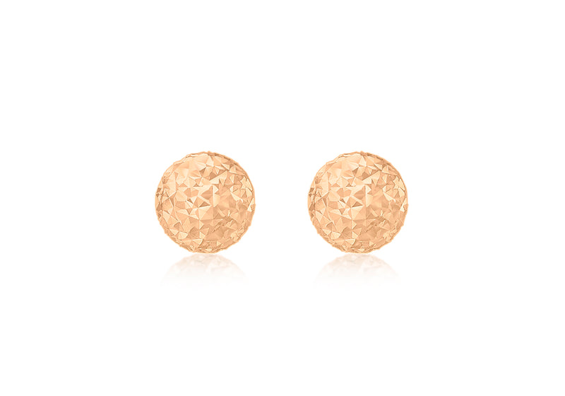 9ct Rose Gold 6mm Diamond Cut Ball Stud Earrings