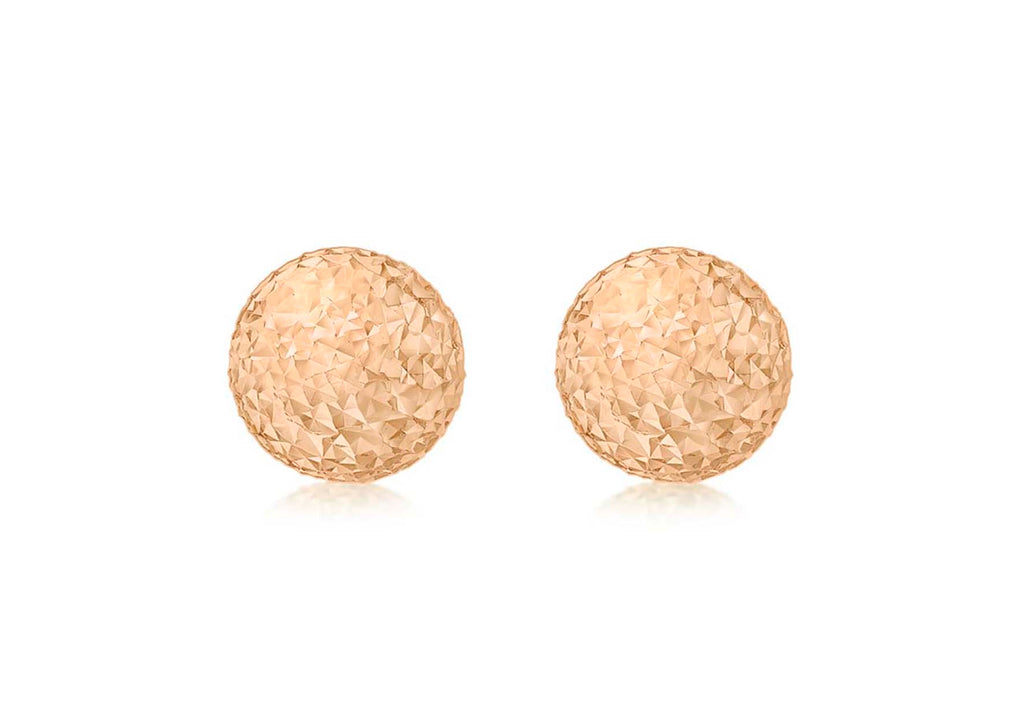 9ct Rose Gold 8mm Diamond Cut Ball Stud Earrings