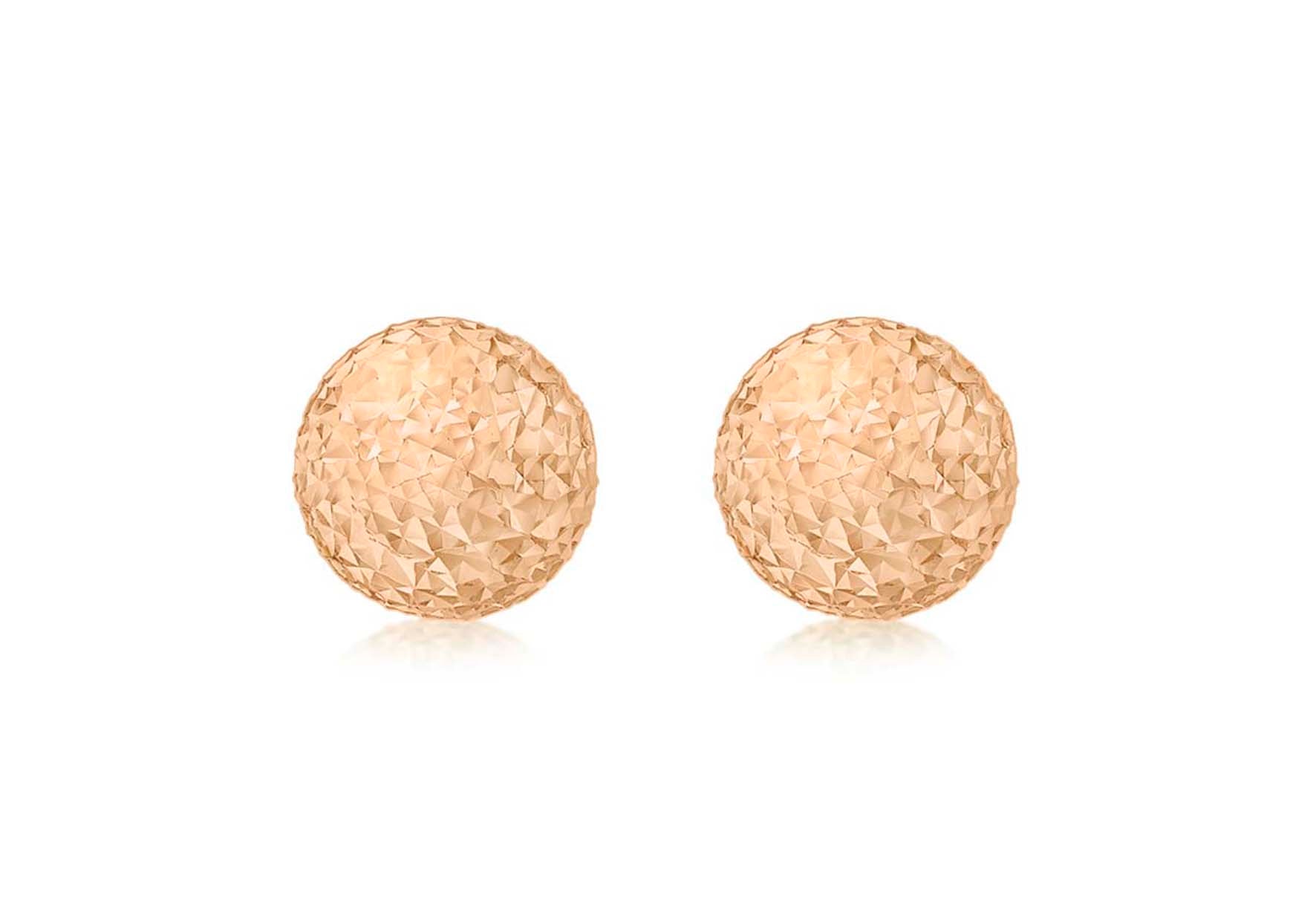 9ct Rose Gold 8mm Diamond Cut Ball Stud Earrings