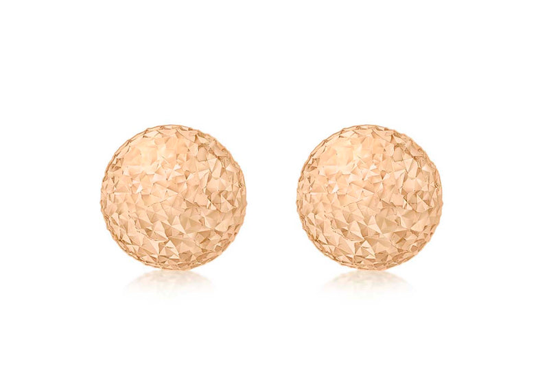 9ct Rose Gold 10mm Diamond Cut Ball Stud Earrings