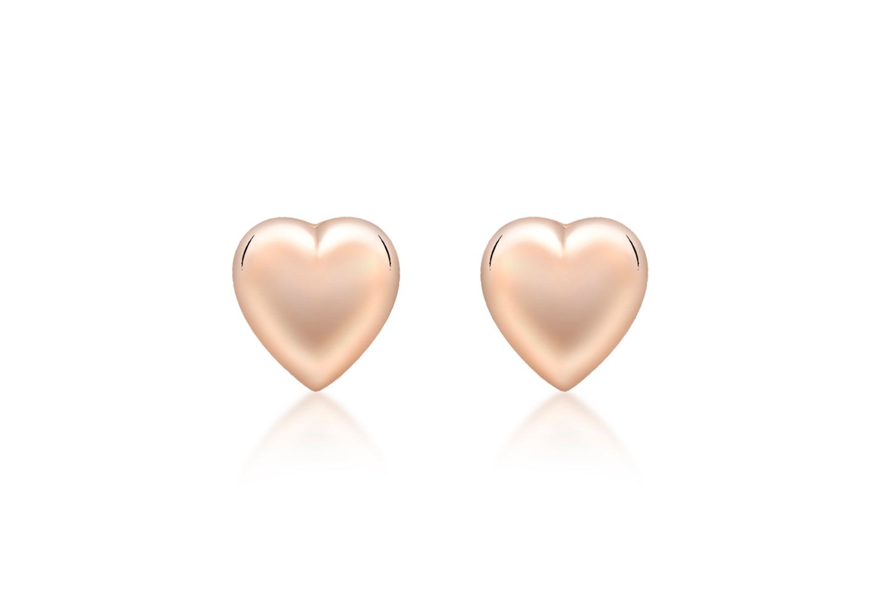 9ct Rose Gold 6.9mm x 7.2mm Puffed Heart Stud Earrings