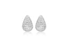 9ct White Gold Diamond Cut 10.4mm x 15.8mm urved Teardrop Stud Earrings