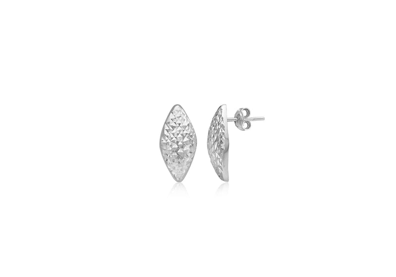 9ct White Gold Diamond Cut Rhombus Stud Earrings