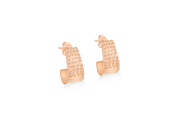 9ct Rose Gold Curved Stud Earrings