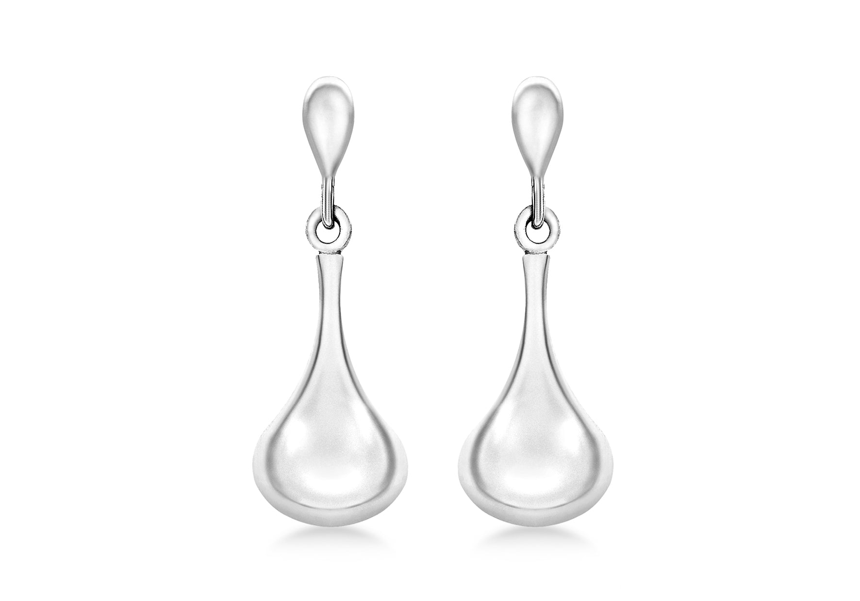 9ct White Gold Bell Drop Earrings