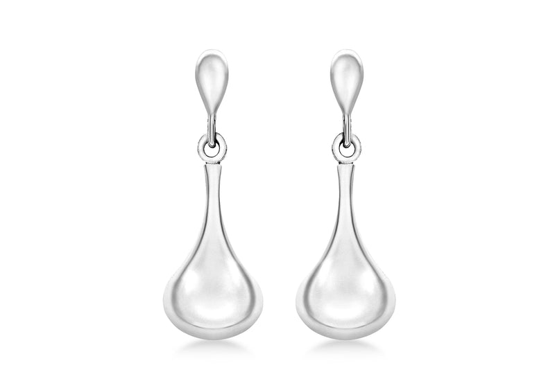 9ct White Gold Bell Drop Earrings