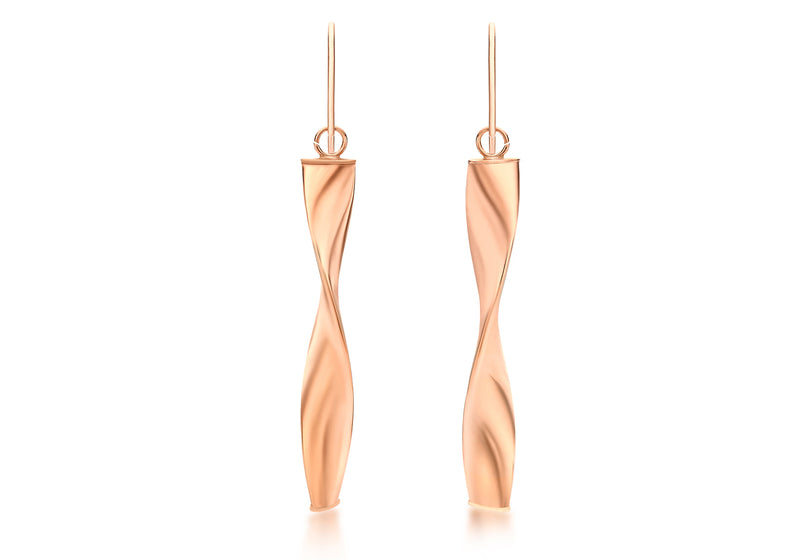 9ct Rose Gold Twist Drop Earrings