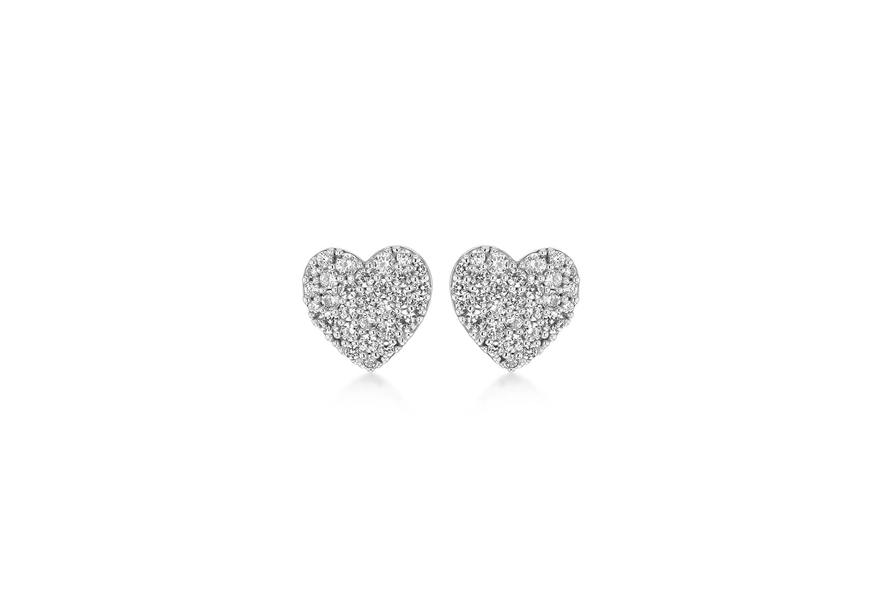 9ct White Gold Zirconia  10mm x 9mm Heart Stud Earrings