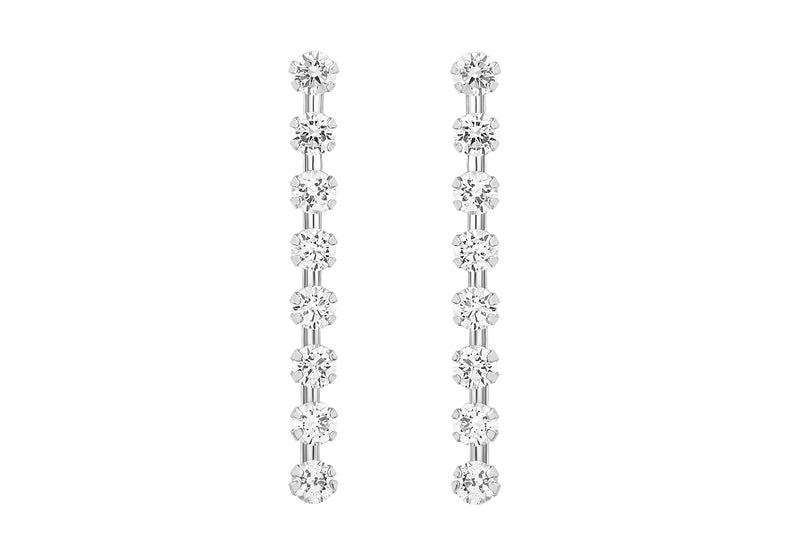 9ct White Gold 3mm Round Zirconia  Drop Earrings