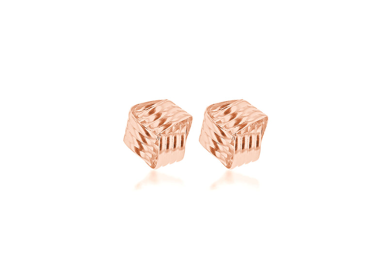9ct Rose Gold Ribbed Knot Stud Earrings