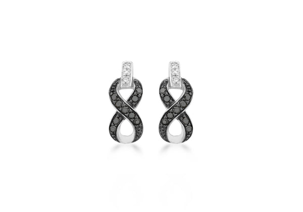 9ct White Gold 0.30t Black and White Diamond Figure 8 Stud Earrings
