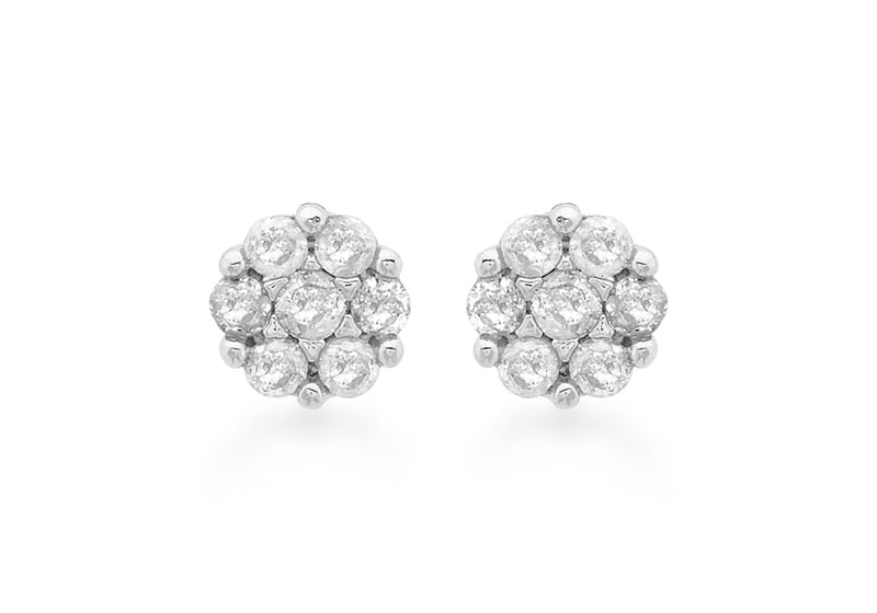 9ct White Gold 0.20t Diamond Cluster 5mm Stud Earrings