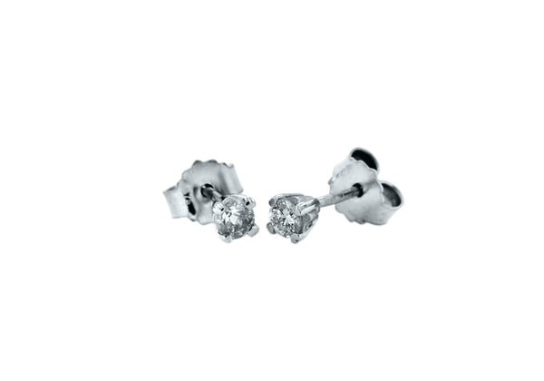 9ct White Gold 0.25t Solitaire Diamond 3mm Stud Earrings