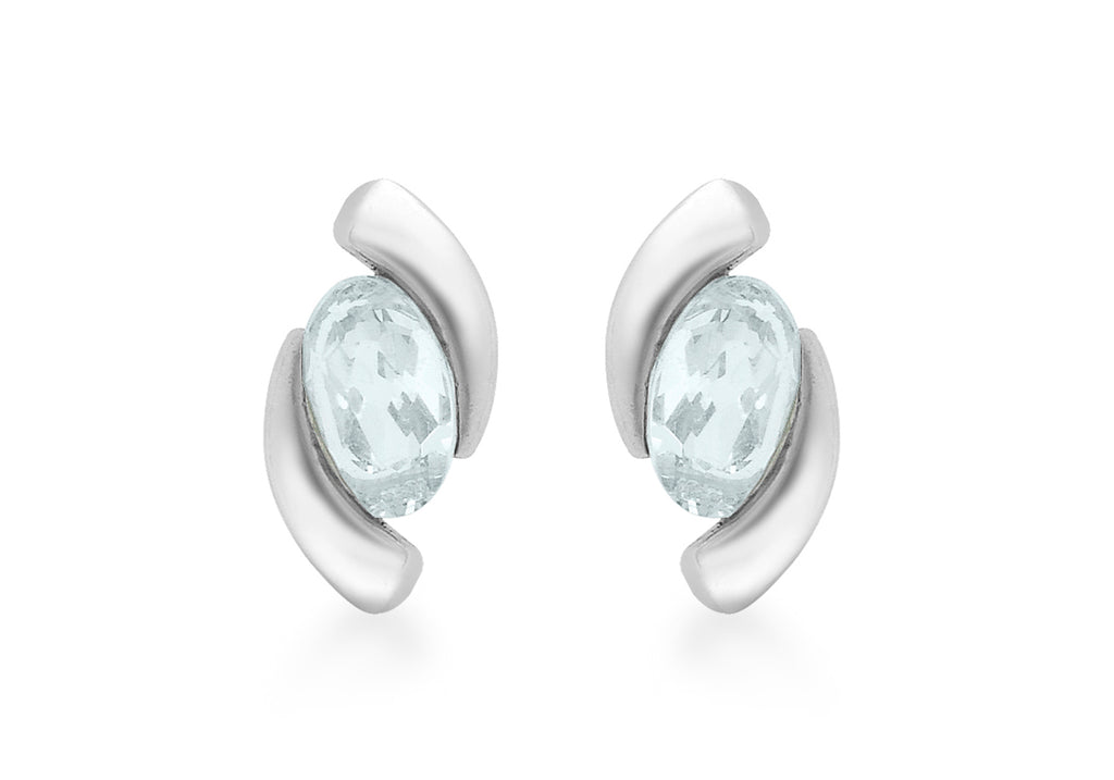 9ct White Gold Aquamarine Stud Earrings