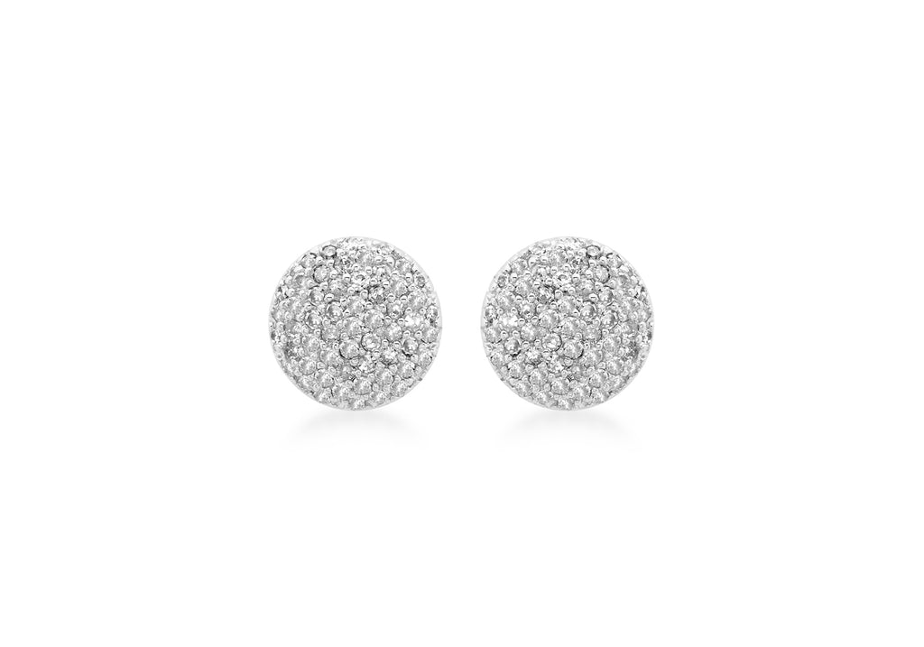 9ct White Gold 0.55t Pave Set Diamond 9mm Round Stud Earrings