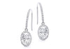 9ct White Gold Oval Zirconia  Drop Earrings