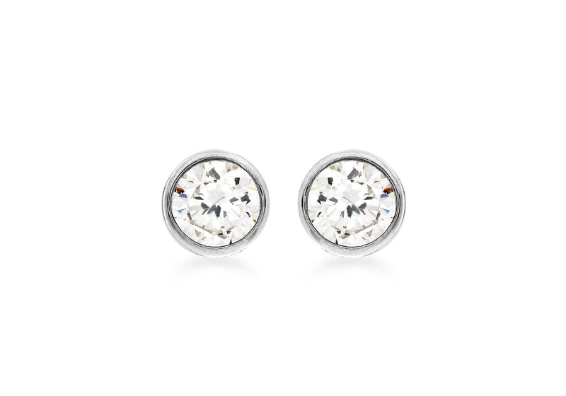 9ct White Gold 5mm Zirconia  Stud Earrings