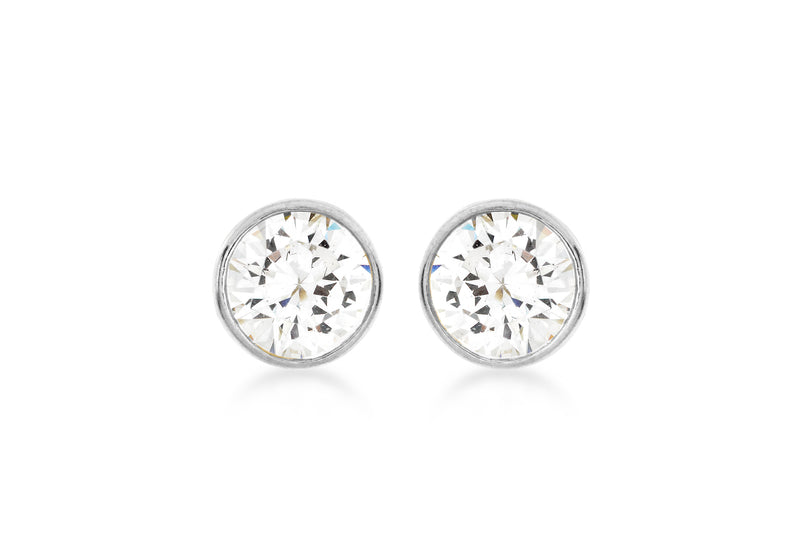 9ct White Gold 7mm Zirconia  Stud Earrings