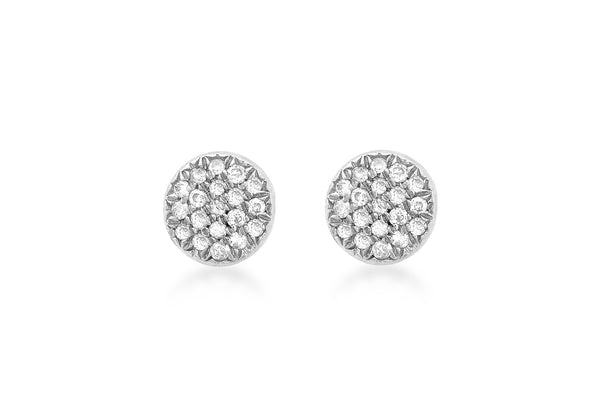 9ct White Gold 0.10ct Diamond Pave Set 5mm Round Stud Earrings
