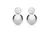 9ct White Gold 5mm Zirconia  and 9mm Ball Drop Earrings