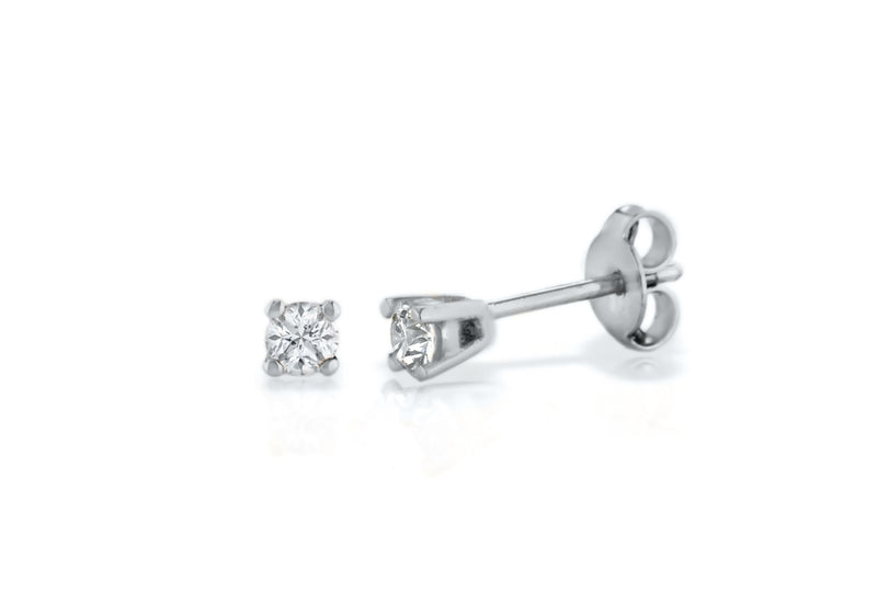 9ct White Gold 0.25t Diamond Solitaire 3mm Stud Earrings