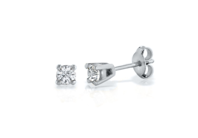 9ct White Gold 0.50ct Diamond Solitaire 4mm Stud Earrings