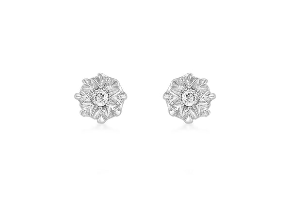 9ct White Gold 0.04t Single Set Diamond Star Stud Earrings