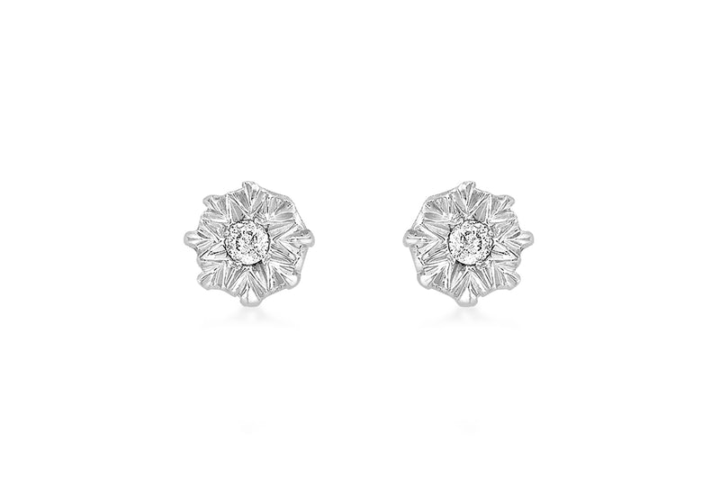 9ct White Gold 0.04t Single Set Diamond Star Stud Earrings