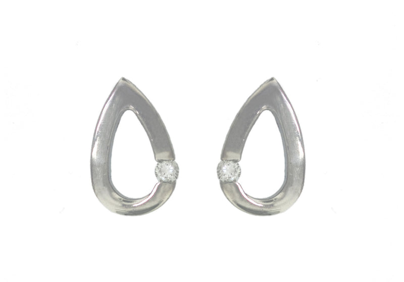 9ct White Gold 0.07t Diamond Teardrop Shaped Stud Earrings