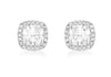 9ct White Gold ushion Zirconia  9mm x 9mm Stud Earrings
