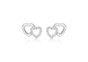 9ct White Gold Zirconia  10.5mm x 7.7mm Double-Heart Stud Earrings