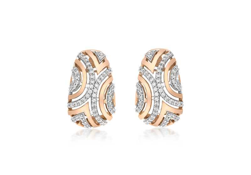 9ct Rose Gold Zirconia  CutoCut urved Drop Earrings