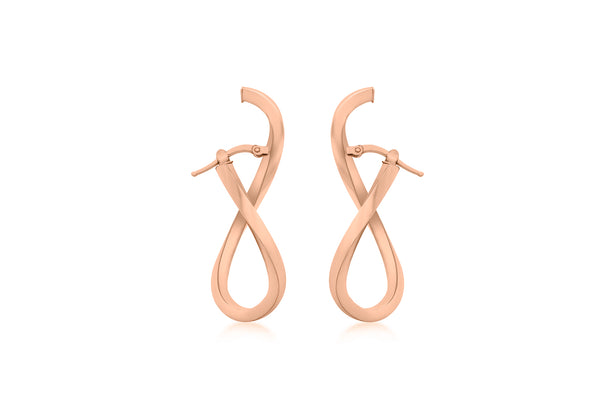 9ct Rose Gold Square Tube Wave Illusion Earrings