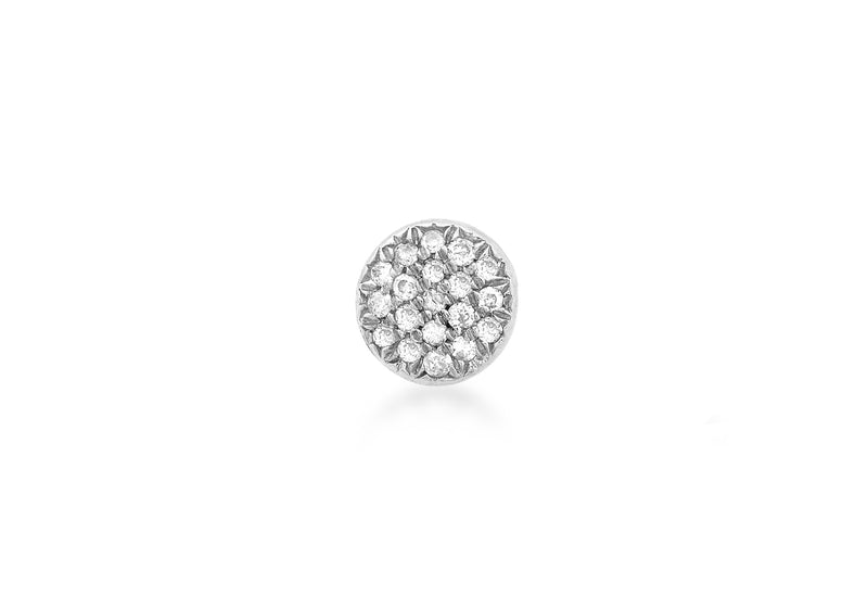 9ct White Gold 0.05t Diamond Pave Set 5mm Round Single Stud EarRing