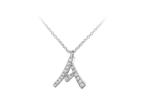 9ct White Gold 0.07ct Diamonds 'Initial A' Adjustable Necklace 