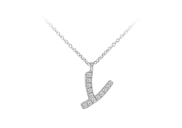 9ct White Gold 0.06ct Diamonds Set 'Initial Y' Necklace
