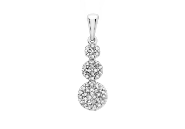 9ct White Gold 0.10ct Diamond Triple Graduated Cluster Pendant
