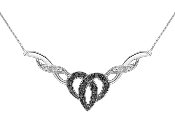 9ct White Gold 0.12t Black and White Diamond Necklet9