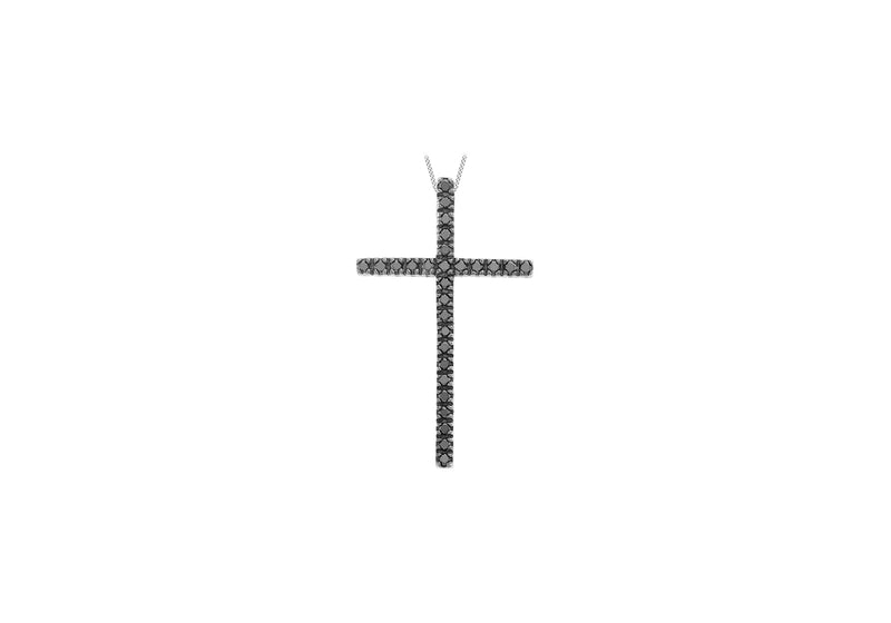 9ct White Gold 0.48t Black Diamond Cross Pendant