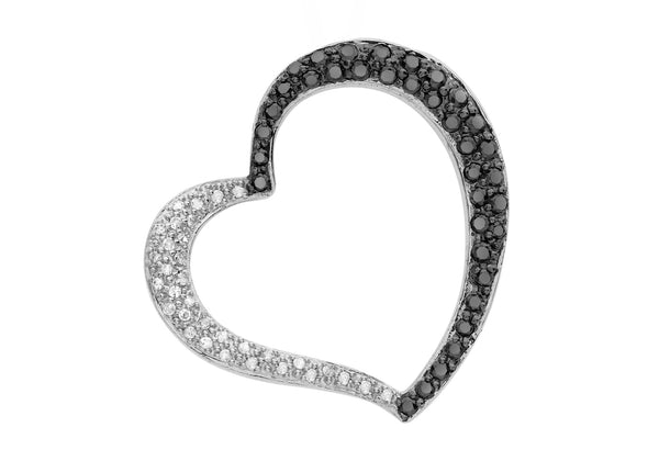 9ct White Gold 0.85t Black and White Diamond Heart Slider Pendant