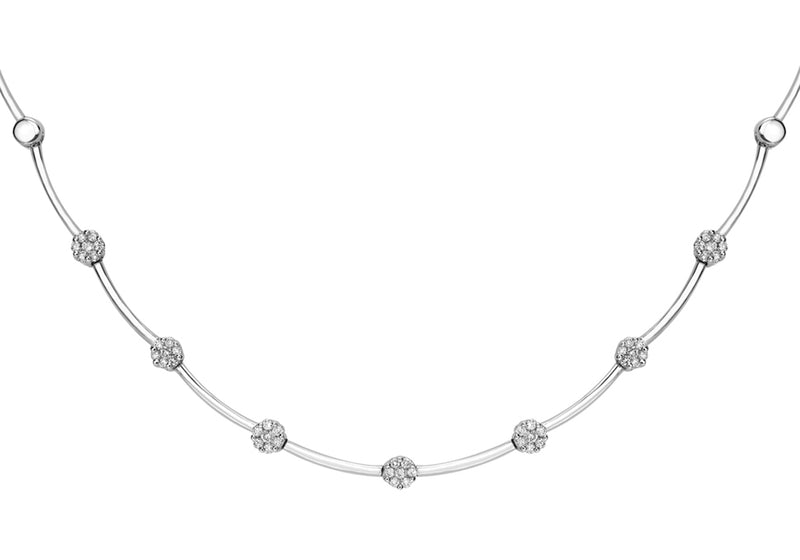 9ct White Gold 1.00t Invisible Set Diamond Bar Necklet 46m/18"9