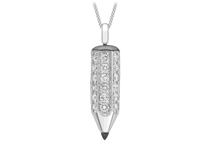 9ct White Gold 1.19ct Diamond Penil Pendant