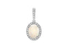 9ct White Gold 0.05t Diamond and Opal Cluster Pendant
