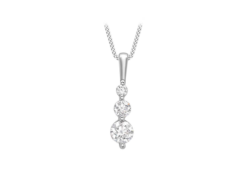 9ct White Gold Zirconia  Trilogy Pendant